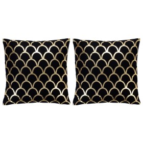 vidaXL Kissen 2 Stk. Foliendruck Schwarz und Golden 40x40 cm Baumwolle
