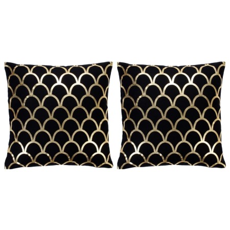 vidaXL Kissen 2 Stk. Foliendruck Schwarz und Golden 40x40 cm Baumwolle