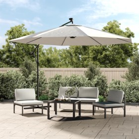 vidaXL Ampelschirm mit LED-Leuchten und Metall-Mast 350 cm Sandfarben