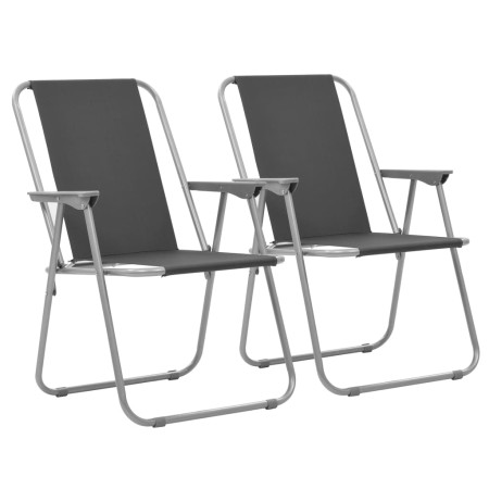 vidaXL Klappbare Campingstühle 2 Stück 52 x 59 x 80 cm Grau