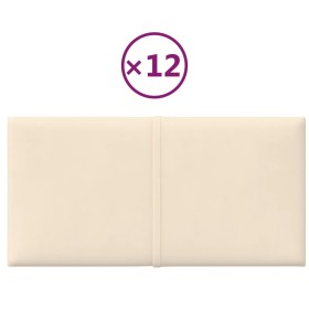 vidaXL Wandpaneele 12 Stk. Creme 30x15 cm Samt 0,54 m²