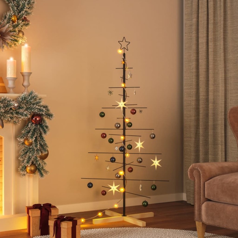 vidaXL Weihnachtsbaum Metall mit Holzständer Schwarz 150 cm vidaXL Weihnachtsbaum Metall mit Holzständer Schwarz 150 cm