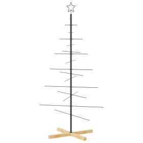 vidaXL Weihnachtsbaum Metall mit Holzständer Schwarz 150 cm
