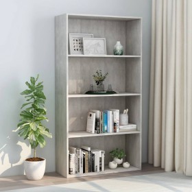 vidaXL Bücherregal 4 Fächer Betongrau 80x30x151,5 cm Holzwerkstoff