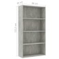 vidaXL Bücherregal 4 Fächer Betongrau 80x30x151,5 cm Holzwerkstoff vidaXL Bücherregal 4 Fächer Betongrau 80x30x151,5 cm Holzwerkstoff