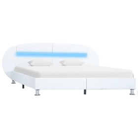 vidaXL Bettgestell mit LED Weiß Kunstleder 180×200 cm