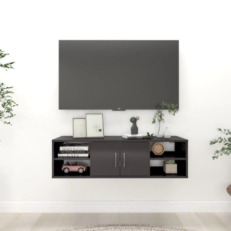 vidaXL Wandregal Hochglanz-Grau 102x30x29 cm Holzwerkstoff