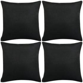 vidaXL Kissenbezüge 4 Stk. Leinenoptik Schwarz 40x40 cm