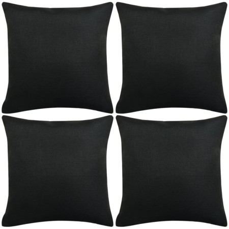 vidaXL Kissenbezüge 4 Stk. Leinenoptik Schwarz 40x40 cm