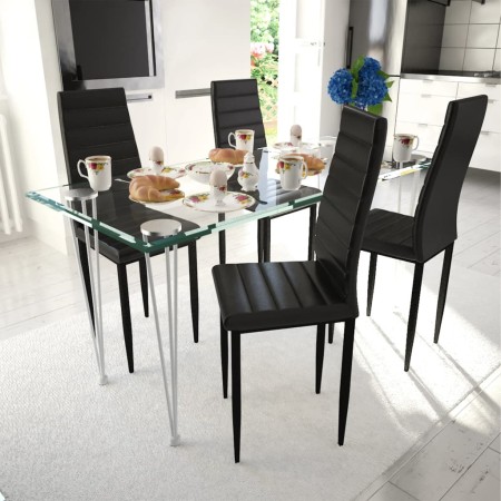 vidaXL Esszimmerstühle 4 Stk. Schwarz Kunstleder 