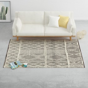 vidaXL Teppich Handgewebt Wolle 120×170 cm Schwarz/Weiß
