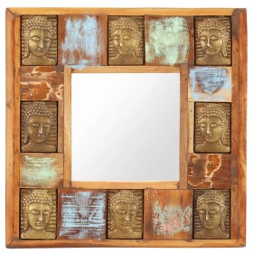 vidaXL Spiegel mit Buddha-Verzierung 50x50 cm Recyceltes Massivholz