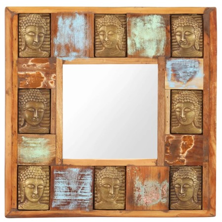 vidaXL Spiegel mit Buddha-Verzierung 50x50 cm Recyceltes Massivholz