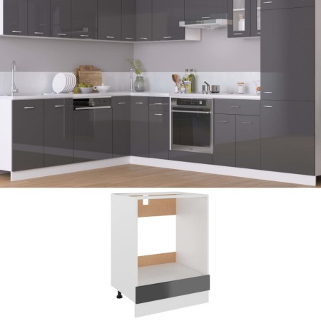 vidaXL Herdumbauschrank Hochglanz-Grau 60x46x81,5 cm Holzwerkstoff