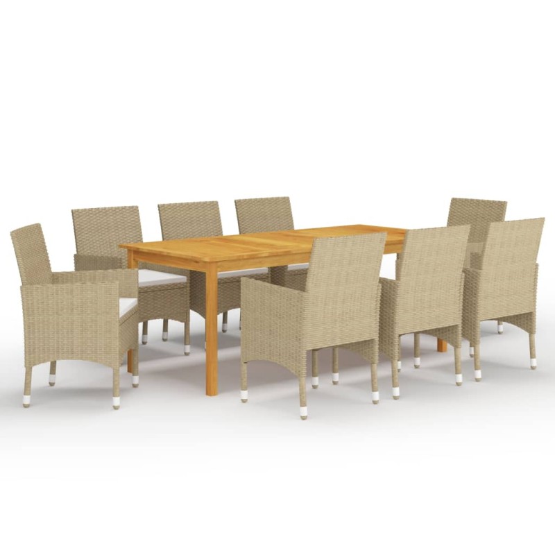 vidaXL 9-tlg. Garten-Essgruppe Beige vidaXL 9-tlg. Garten-Essgruppe Beige