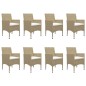 vidaXL 9-tlg. Garten-Essgruppe Beige vidaXL 9-tlg. Garten-Essgruppe Beige