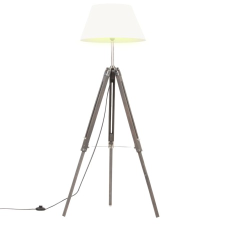 vidaXL Stativlampe Grau und Weiß Teak Massivholz 141 cm