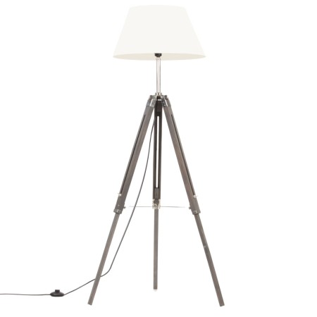 vidaXL Stativlampe Grau und Weiß Teak Massivholz 141 cm