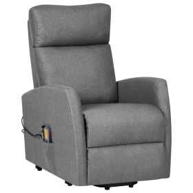 vidaXL Massagesessel mit Aufstehhilfe Hellgrau Stoff