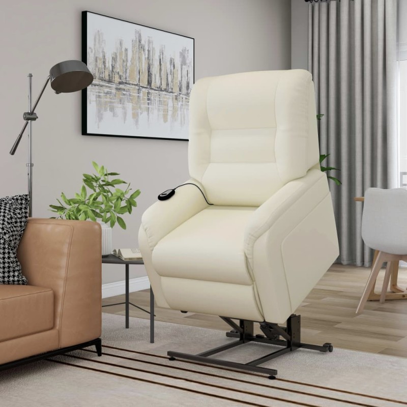 vidaXL Massagesessel Elektrisch mit Aufstehhilfe Creme Kunstleder vidaXL Massagesessel Elektrisch mit Aufstehhilfe Creme Kunstleder