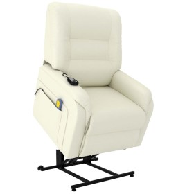 vidaXL Massagesessel Elektrisch mit Aufstehhilfe Creme Kunstleder