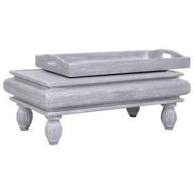 vidaXL Couchtisch Grau 90 x 50 x 40 cm Massivholz Mahagoni 