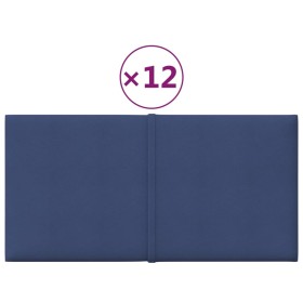 vidaXL Wandpaneele 12 Stk. Blau 30x15 cm Stoff 0,54 m²