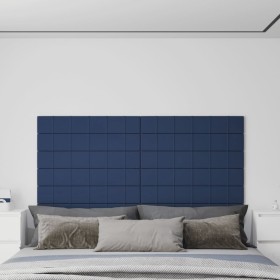 vidaXL Wandpaneele 12 Stk. Blau 90x15 cm Stoff 1,62 m²