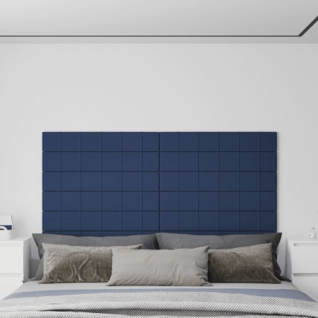 vidaXL Wandpaneele 12 Stk. Blau 90x15 cm Stoff 1,62 m²