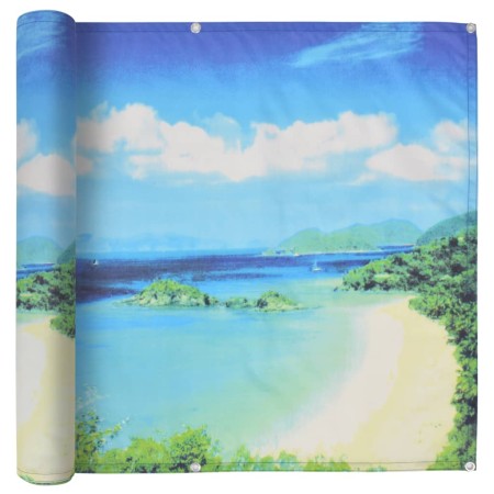 vidaXL Balkon-Sichtschutz Oxford-Gewebe 75x600 cm Seeblick-Aufdruck