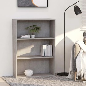 vidaXL Bücherregal 3 Fächer Betongrau 80x30x114 cm Holzwerkstoff