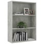 vidaXL Bücherregal 3 Fächer Betongrau 80x30x114 cm Holzwerkstoff vidaXL Bücherregal 3 Fächer Betongrau 80x30x114 cm Holzwerkstoff