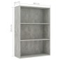 vidaXL Bücherregal 3 Fächer Betongrau 80x30x114 cm Holzwerkstoff vidaXL Bücherregal 3 Fächer Betongrau 80x30x114 cm Holzwerkstoff