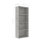 vidaXL Bücherregal 4 Fächer Betongrau 60x30x151,5 cm Holzwerkstoff vidaXL Bücherregal 4 Fächer Betongrau 60x30x151,5 cm Holzwerkstoff