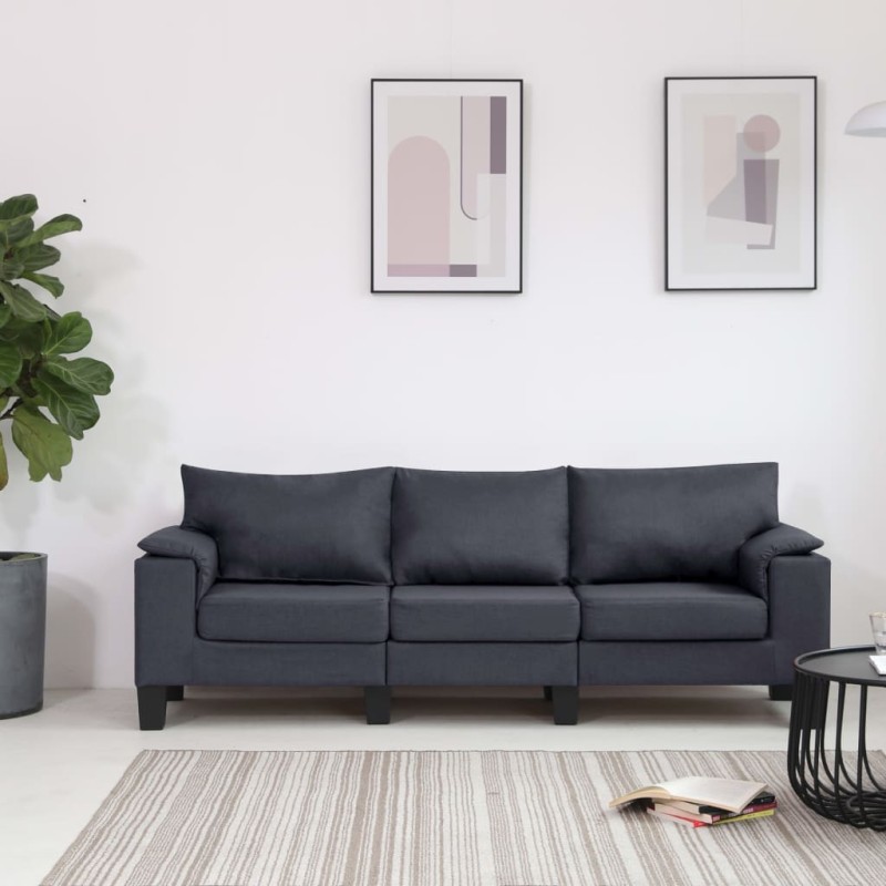 vidaXL 3-Sitzer-Sofa Dunkelgrau Stoff vidaXL 3-Sitzer-Sofa Dunkelgrau Stoff