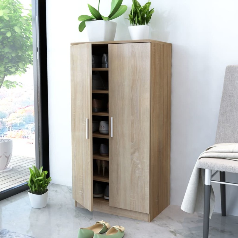 vidaXL Schuhschrank mit 7 Fächern Eiche-Optik vidaXL Schuhschrank mit 7 Fächern Eiche-Optik