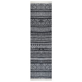 vidaXL Teppich Schwarz und Weiß 80x300 cm Baumwolle