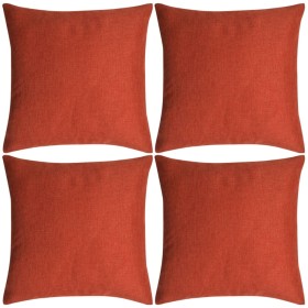 vidaXL Kissenbezüge 4 Stk. Leinenoptik Terrakotta 50x50 cm