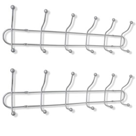 vidaXL Stahl Wandgarderobe Garderobenleiste mit 12 Haken 2 Stk.