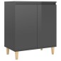 vidaXL Sideboard mit Massivholz-Beinen Hochglanz-Grau 60x35x70 cm vidaXL Sideboard mit Massivholz-Beinen Hochglanz-Grau 60x35x70 cm