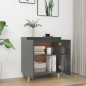 vidaXL Sideboard mit Massivholz-Beinen Hochglanz-Grau 60x35x70 cm vidaXL Sideboard mit Massivholz-Beinen Hochglanz-Grau 60x35x70 cm