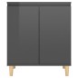 vidaXL Sideboard mit Massivholz-Beinen Hochglanz-Grau 60x35x70 cm vidaXL Sideboard mit Massivholz-Beinen Hochglanz-Grau 60x35x70 cm