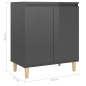 vidaXL Sideboard mit Massivholz-Beinen Hochglanz-Grau 60x35x70 cm vidaXL Sideboard mit Massivholz-Beinen Hochglanz-Grau 60x35x70 cm