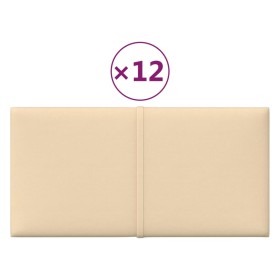 vidaXL Wandpaneele 12 Stk. Creme 30x15 cm Stoff 0,54 m²
