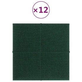 vidaXL Wandpaneele 12 Stk. Dunkelgrün 30x30 cm Stoff 1,08 m²
