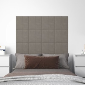 vidaXL Wandpaneele 12 Stk. Hellgrau 30x30 cm Samt 1,08 m²