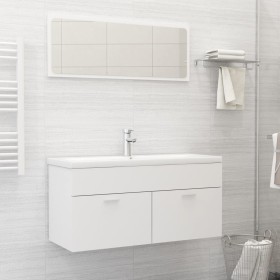 vidaXL 2-tlg. Badmöbel-Set Weiß Holzwerkstoff