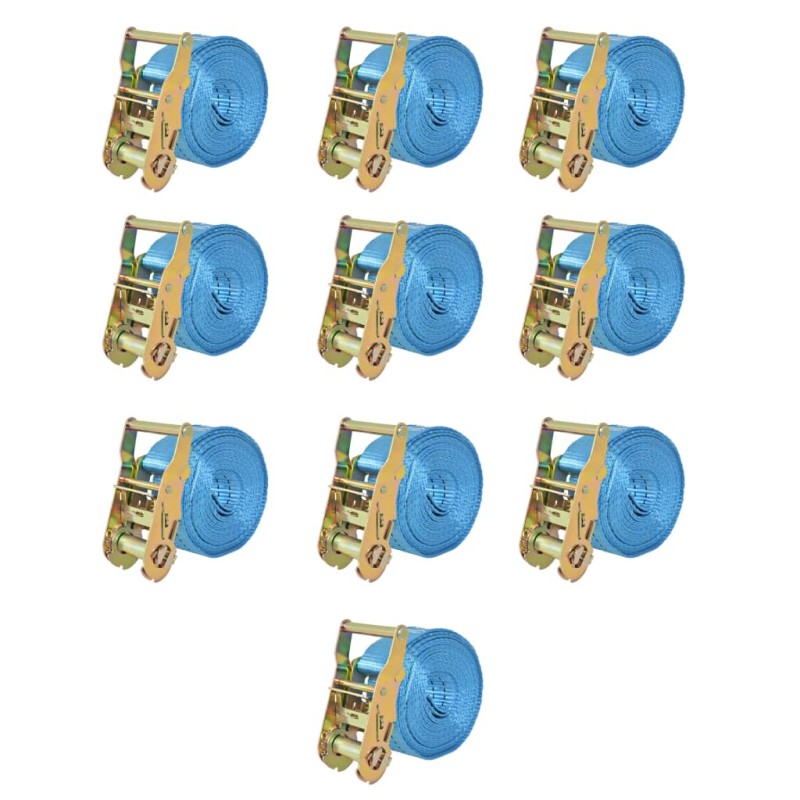 vidaXL Ratschen-Spanngurte 10 Stk. 2 Tonnen 6m×38mm Blau vidaXL Ratschen-Spanngurte 10 Stk. 2 Tonnen 6m×38mm Blau