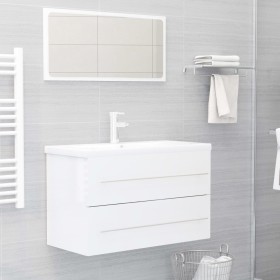 vidaXL 2-tlg. Badmöbel-Set Hochglanz-Weiß Holzwerkstoff