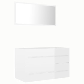 vidaXL 2-tlg. Badmöbel-Set Hochglanz-Weiß Holzwerkstoff